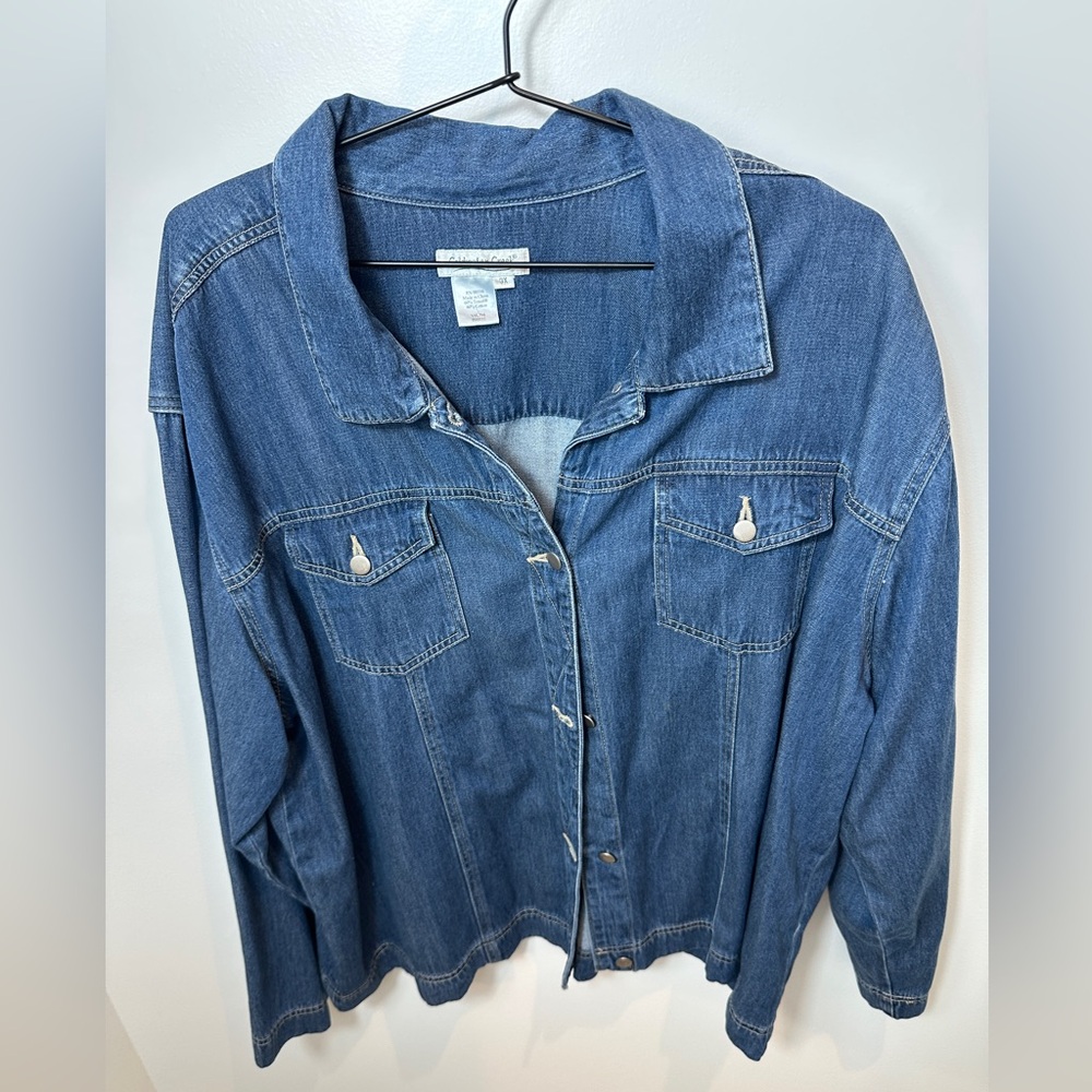 Coldwater Creek Denim Jacket Blue Plus Size 3X Classic Button Up - Picture 3 of 7